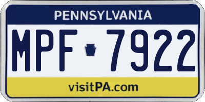 PA license plate MPF7922