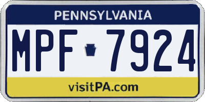 PA license plate MPF7924