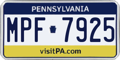 PA license plate MPF7925