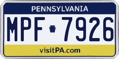 PA license plate MPF7926