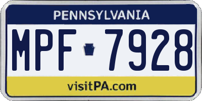 PA license plate MPF7928
