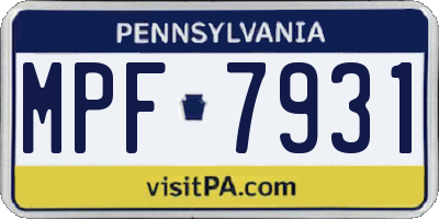 PA license plate MPF7931