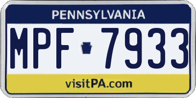 PA license plate MPF7933