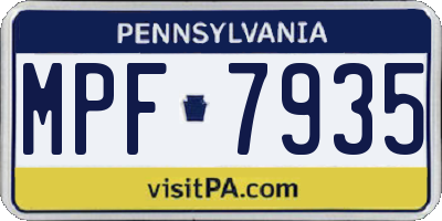 PA license plate MPF7935