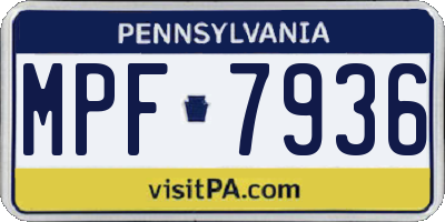 PA license plate MPF7936