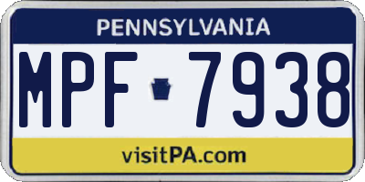 PA license plate MPF7938