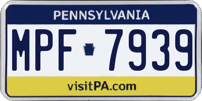 PA license plate MPF7939