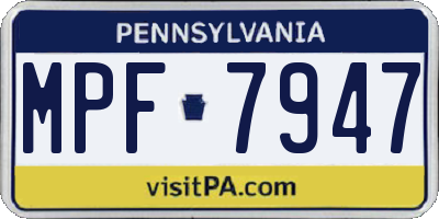 PA license plate MPF7947