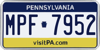 PA license plate MPF7952