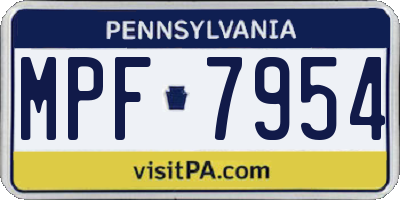 PA license plate MPF7954