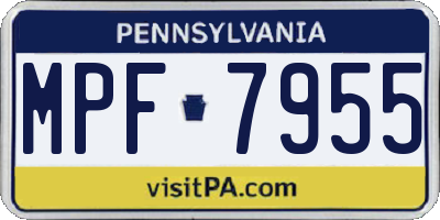 PA license plate MPF7955