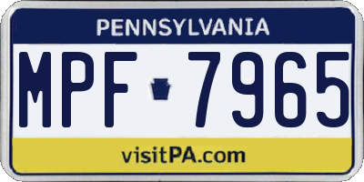 PA license plate MPF7965