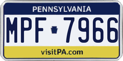 PA license plate MPF7966