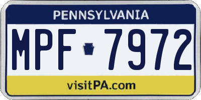 PA license plate MPF7972