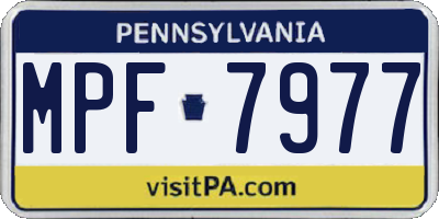 PA license plate MPF7977