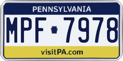 PA license plate MPF7978