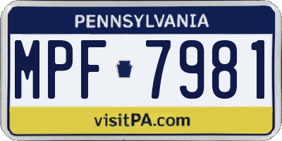 PA license plate MPF7981