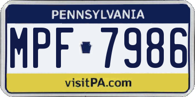 PA license plate MPF7986