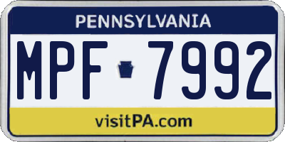 PA license plate MPF7992