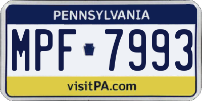 PA license plate MPF7993
