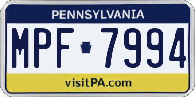 PA license plate MPF7994