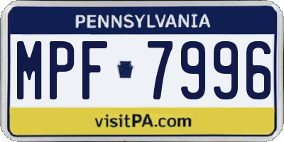 PA license plate MPF7996