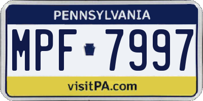 PA license plate MPF7997