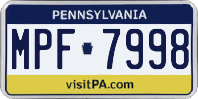 PA license plate MPF7998