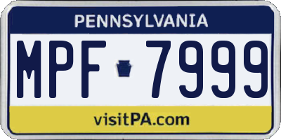 PA license plate MPF7999