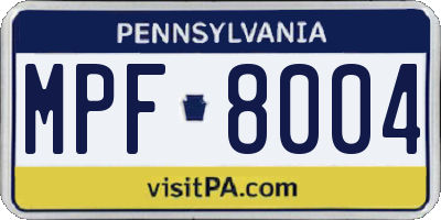 PA license plate MPF8004