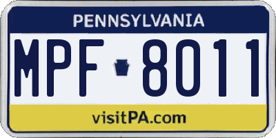PA license plate MPF8011