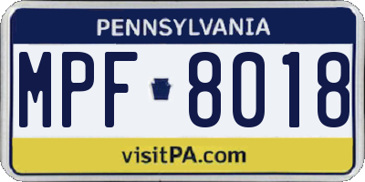 PA license plate MPF8018