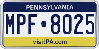 PA license plate MPF8025