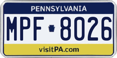 PA license plate MPF8026