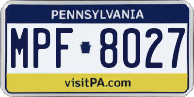 PA license plate MPF8027