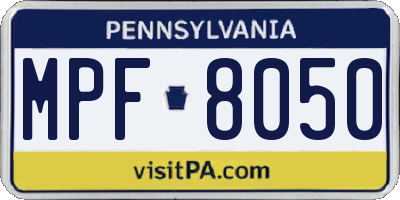 PA license plate MPF8050