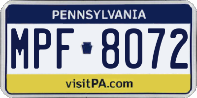 PA license plate MPF8072