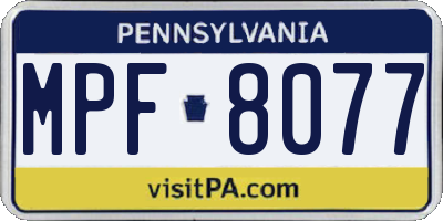 PA license plate MPF8077