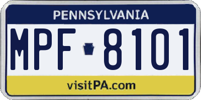PA license plate MPF8101