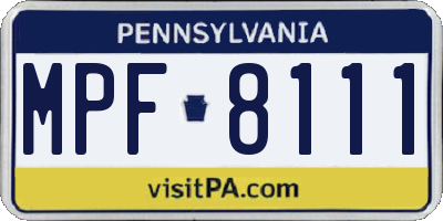 PA license plate MPF8111