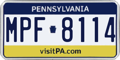 PA license plate MPF8114