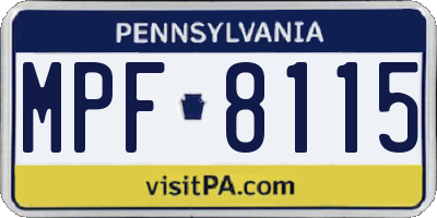 PA license plate MPF8115