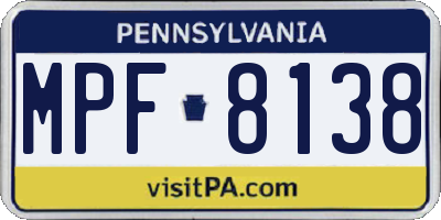 PA license plate MPF8138