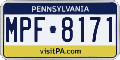PA license plate MPF8171