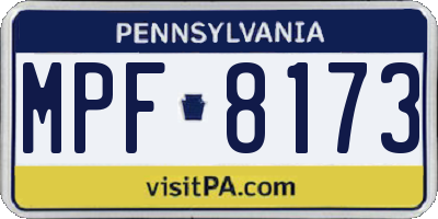 PA license plate MPF8173