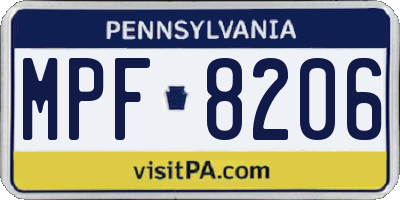 PA license plate MPF8206