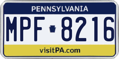 PA license plate MPF8216
