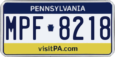 PA license plate MPF8218
