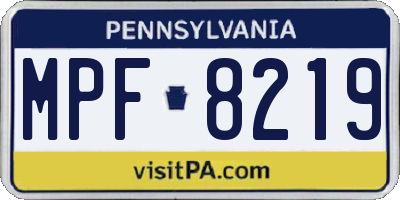 PA license plate MPF8219