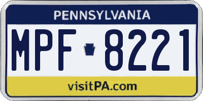PA license plate MPF8221